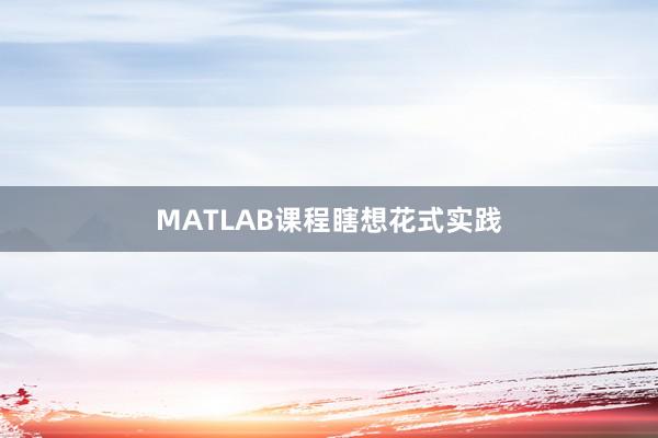 MATLAB课程瞎想花式实践