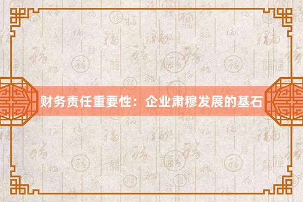 财务责任重要性：企业肃穆发展的基石